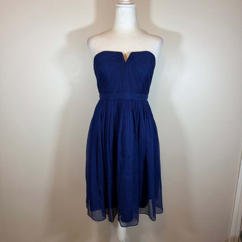 J.Crew Nadia Silk Chiffon Strapless Cocktail Dress Womens 4 Sweetheart Neckline